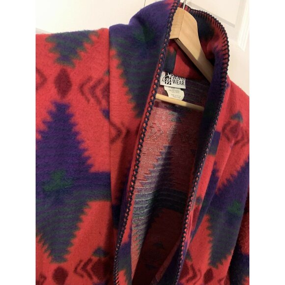 VTG Jeans Wear Nativ Aztec Women's Blazer Jacket Sz‎ M Red Multicolored - Picture 6 of 8